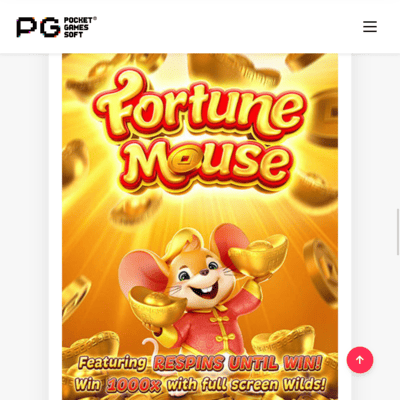 Cartaz do jogo Fortune Mouse com o rato segurando ouro